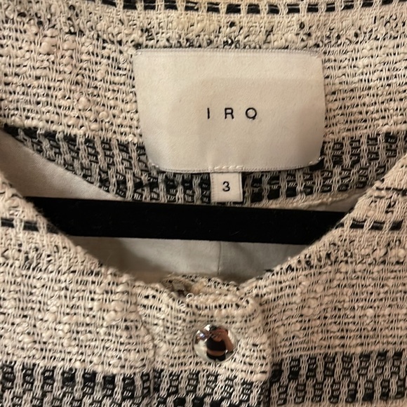 IRO Lizzie White Stripe Tweed Frayed Jacket sz 3 - Picture 11 of 11